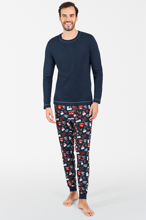 Nocna piżama Italian Fashion Rojas dł.r. dł.sp. granat/druk