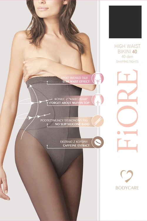 Fiore High Waist Bikini 40 den M5219 Wyrób pończoszniczy rajstopy, black