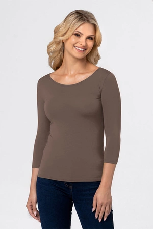 Babell Manati klasyczna bluzka z rękawem 3/4 kakaowy
