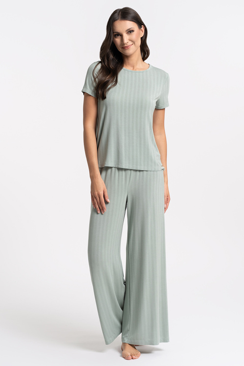 Moraj PDD5000-011 piżama prążkowana z rozszerzanymi nogawkami light green