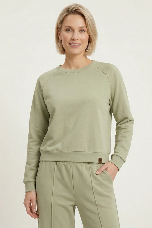 Vivisence 9004 bluza nierozpinana z okrągłym dekoltem oliwkowy