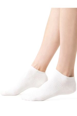 Skarpety stopki Steven 137 prążki ecru 002 