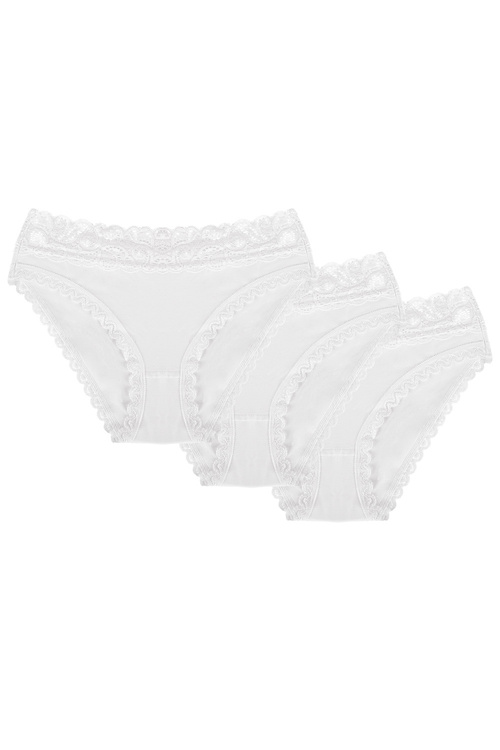 Wol-Bar Soft Lovely 3-pak Majtki figi, biały
