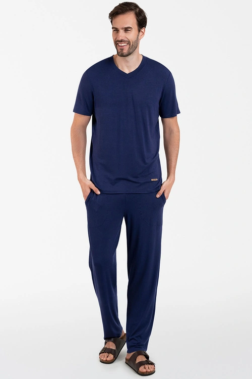 Piżama Italian Fashion Akord Men kr.r. dł.sp. granat