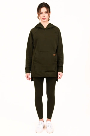 Vivisence 9207kmpl komplet bluza z kapturem, prążkowane legginsy zielony