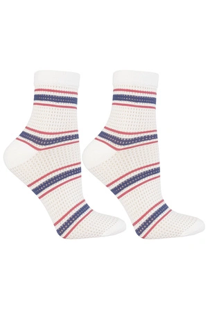 Moraj CSL200-922 skarpety za kostkę bawełniane patt 1-paski róż/granat