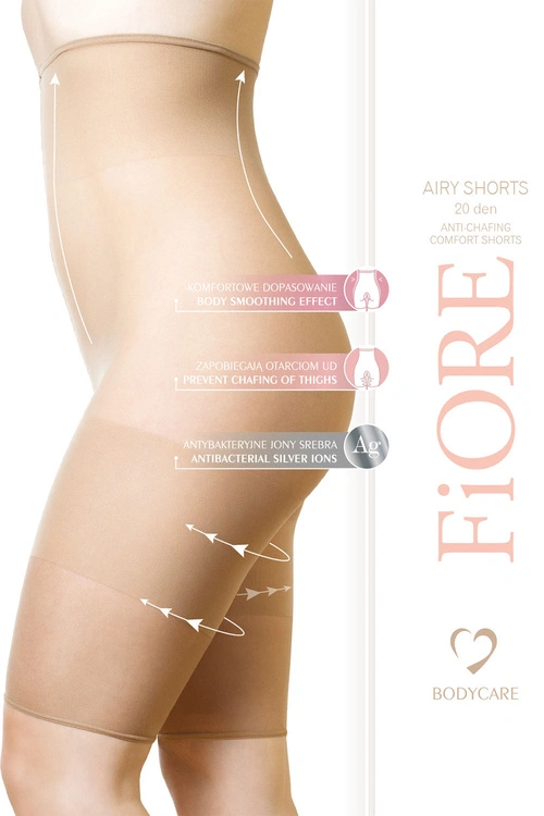 Fiore Airy Shorts 20 DEN bermudy przeciw otarciom Majtki bermudy, nude