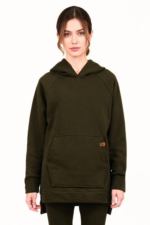 Vivisence 9006 bluza z kapturem, miękka bawełna zielony