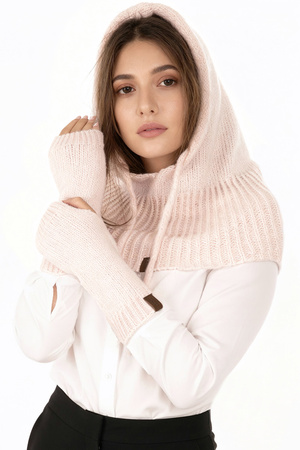 Komplet kaptur+rękawiczki Vivisence 70110Kmpl pudrowy róż