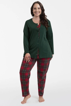 Nocna piżama Italian Fashion Zorza dł.r. dł.sp. zielony/druk