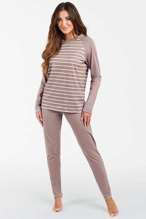 Nocna piżama Italian Fashion Oda dł.r. dł.sp. cappuccino
