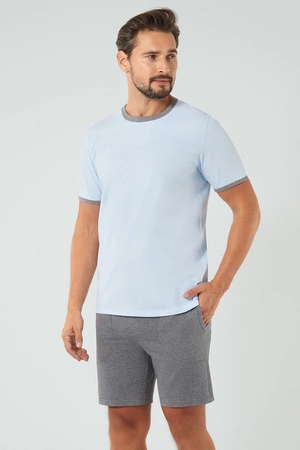 Piżama Italian Fashion Nikodem kr.r. kr.sp. niebieski/śr.melanż