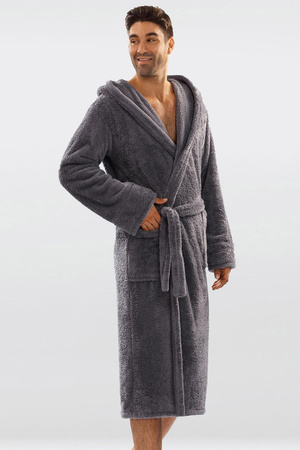 Dkaren 130 z kapturem Nocna szlafrok, szary