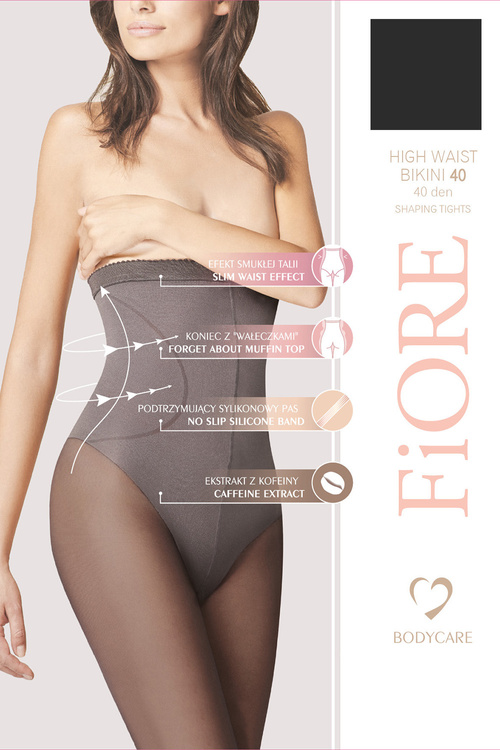 Fiore High Waist Bikini 40 den M5219 Wyrób pończoszniczy rajstopy, black