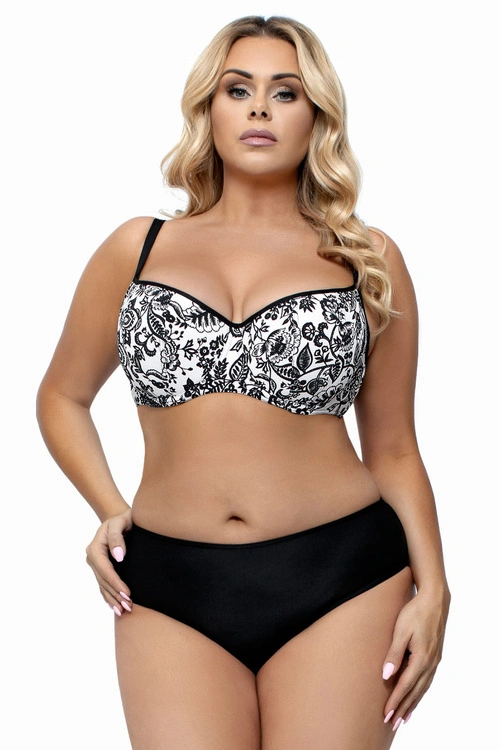 Lorin L2334/1 bikini z fiszbinami i wysokimi figami wzór/czarny