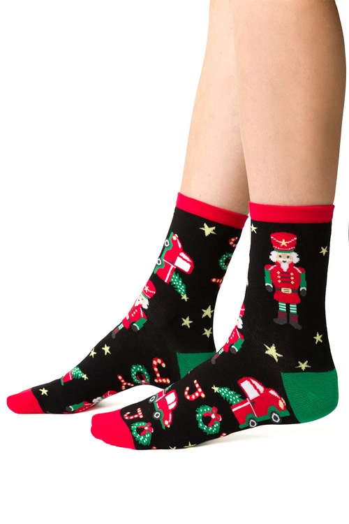 Skarpety za kostkę Steven Merry Christmas 136 czarny