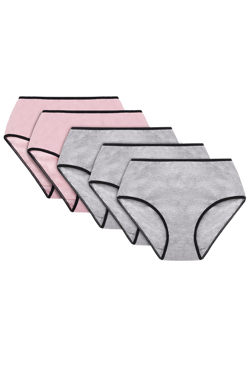 Wysokie figi Vivisence 4017 5-pack gumka czarna: szary/szary/szary/róż/róż