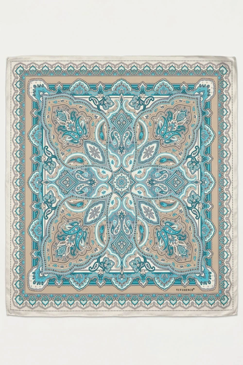 Vivisence S90-001 apaszka jedwabna paisley turkusowy/beżowy