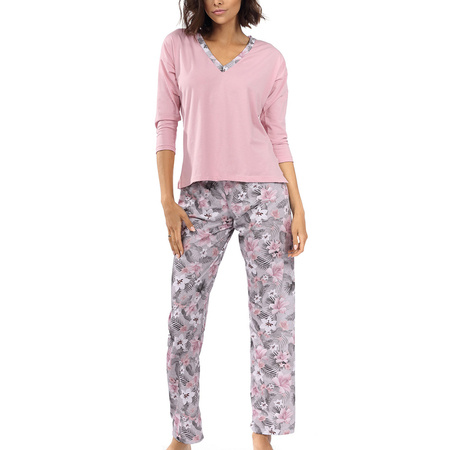 Lorin P-1514 Nocna piżama, pudrowy róż/kwiaty