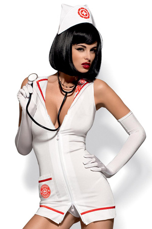 Obsessive Emergency Dress + stetoskop Nocna sexy kostium, biały