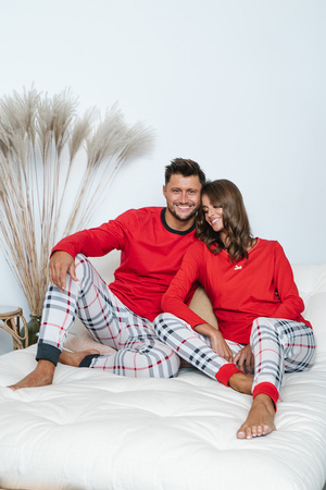 Italian Fashion Andros dł.r. dł.sp. Nocna piżama, czerwony/druk