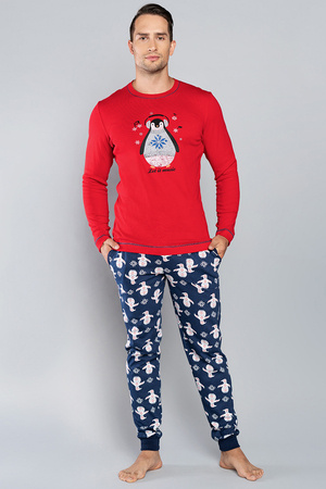 Italian Fashion Elmo dł.r. dł.sp. Nocna piżama, czerwono-granatowy