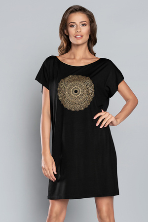 Italian Fashion Mandala kr.r. Nocna koszula, czarny