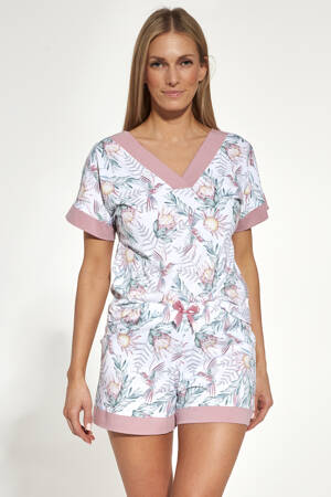 Nocna piżama Cornette 816/255 Allison 2 róż-zielony