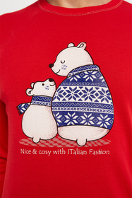 Italian Fashion Arktyka Men dł.r. dł.sp. Nocna piżama, czerwony/druk
