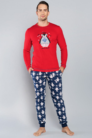 Italian Fashion Elmo dł.r. dł.sp. Nocna piżama, czerwono-granatowy