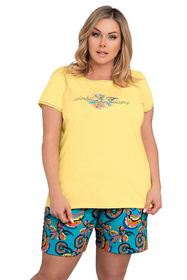 Italian Fashion Musa kr.r. kr.sp. Nocna piżama, żółty/druk