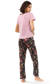 Lorin P-1517 Nocna piżama, pudrowy róż/kwiaty