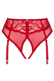 Obsessive Dagmarie garter panties Majtki figi otwarte z pasem, czerwony