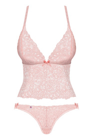 Obsessive Delicanta top & panties Nocna komplet koszulka + figi, różowy