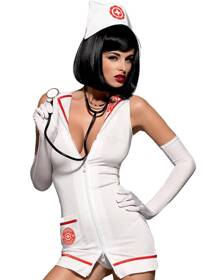 Obsessive Emergency Dress + stetoskop Nocna sexy kostium, biały
